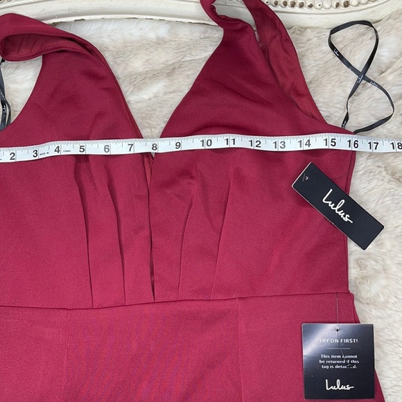LuLu’s Adelina Burgundy Sleeveless Mermaid Maxi Dress - Picture 10 of 11